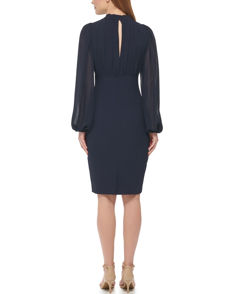 Vince Camuto Chiffon-Sleeve Sheath Navy ID-SABF5830