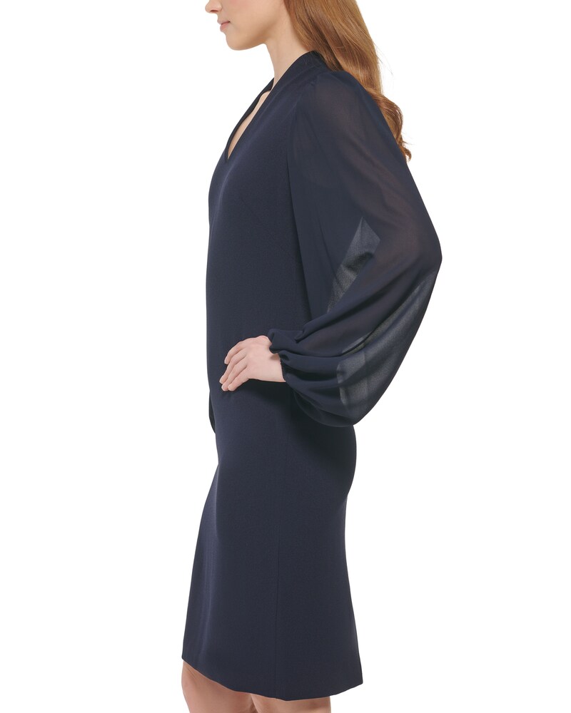 Vince Camuto Chiffon-Sleeve Sheath Navy ID-SABF5830