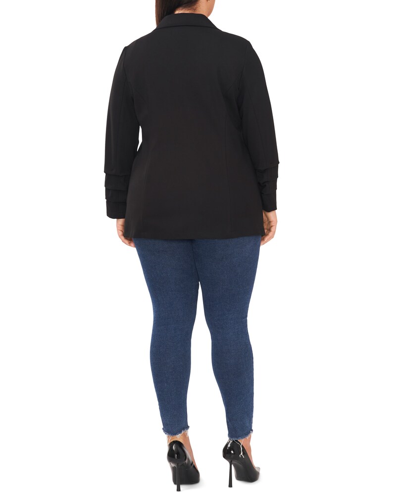 Vince Camuto Layered-Cuff Notch-Lapel Blazer (Plus Size)  Rich Black ID-SSDO1309