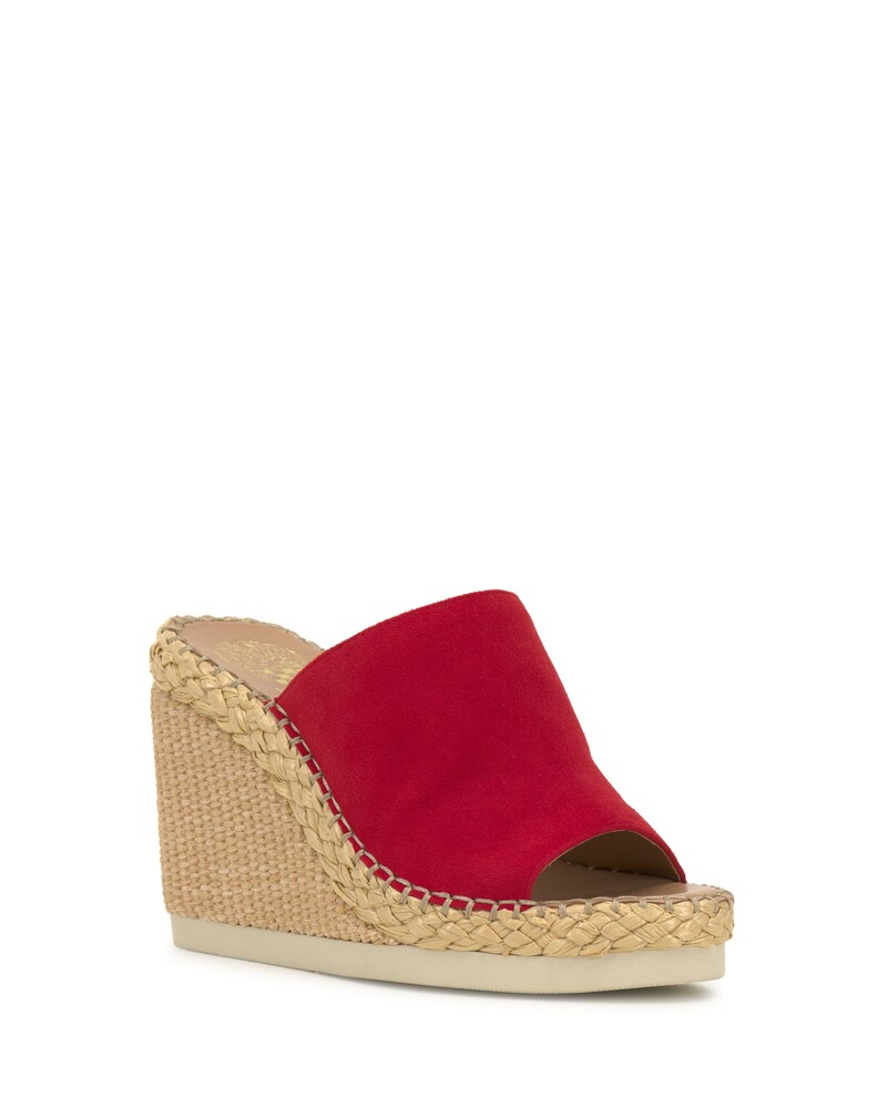 Vince Camuto Brissia Wedge Mule Cherry Suede ID-SWYW1649