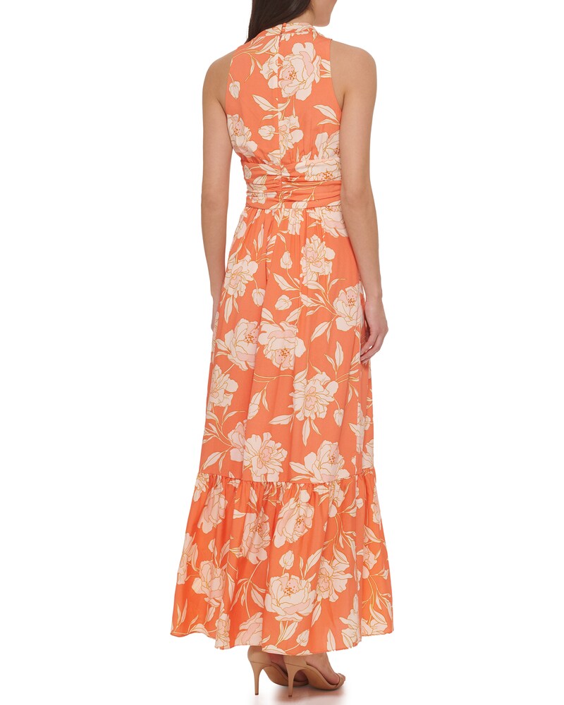 Vince Camuto Floral-Print Twist-Front Maxi Dress Orange ID-SXCA1276