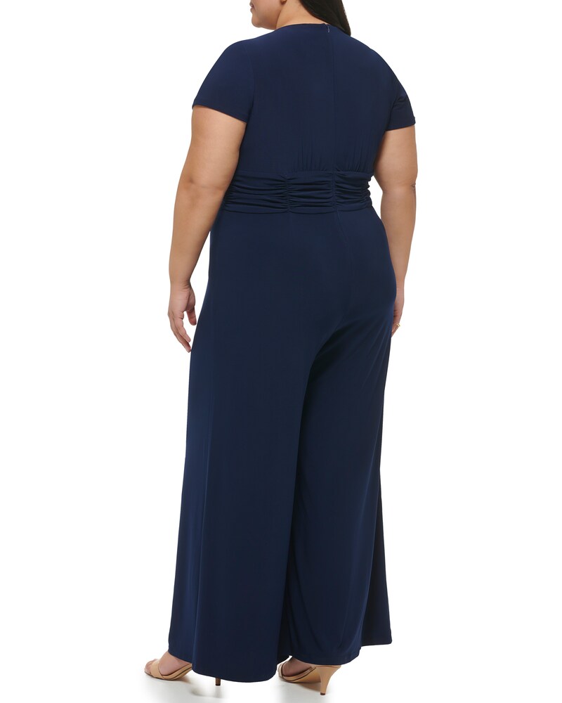 Vince Camuto Twist-Front Wide-Leg Jumpsuit (Plus Size) Navy ID-TFZE2540