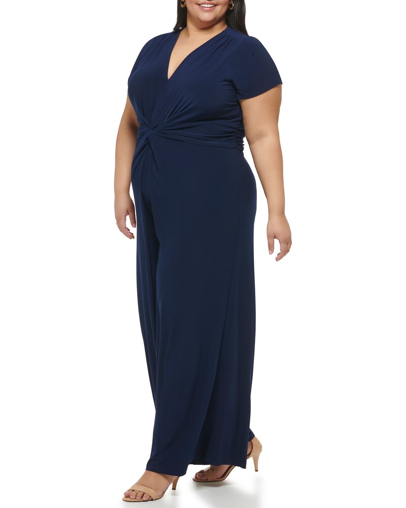 Vince Camuto Twist-Front Wide-Leg Jumpsuit (Plus Size) Navy ID-TFZE2540