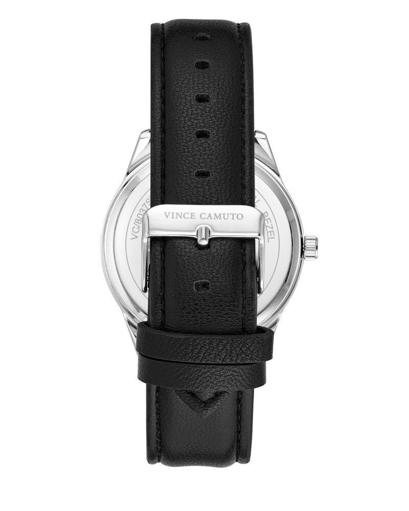 Vince Camuto Ombré Dial Faux Leather Band Watch Black ID-TLDO4958