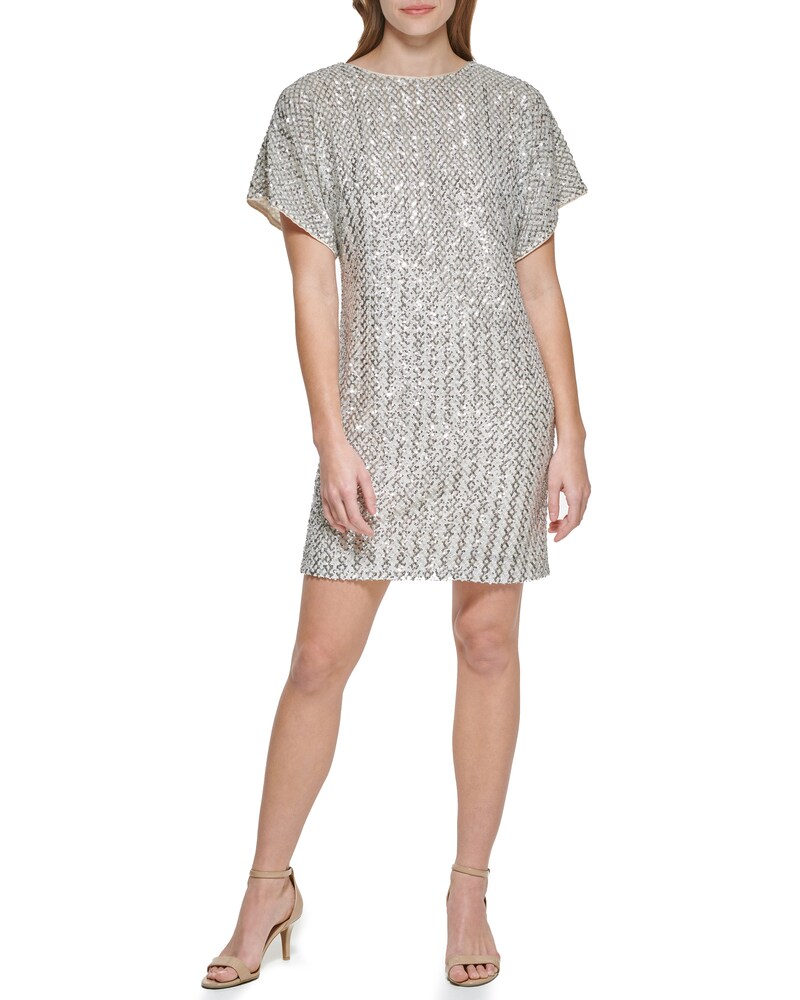 Vince Camuto Sequined Dolman-Sleeve Dress Champagne ID-TTTM9905