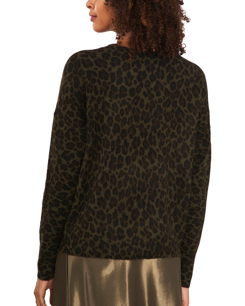Vince Camuto Leopard-Pattern Sweater Light Olive Leopard Print ID-TUXK8360