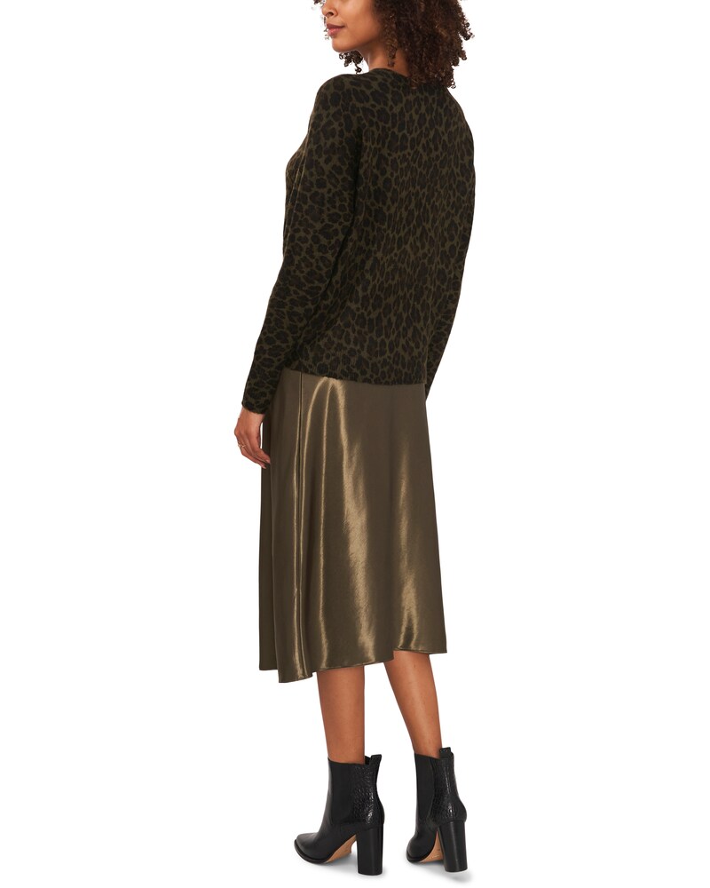 Vince Camuto Leopard-Pattern Sweater Light Olive Leopard Print ID-TUXK8360