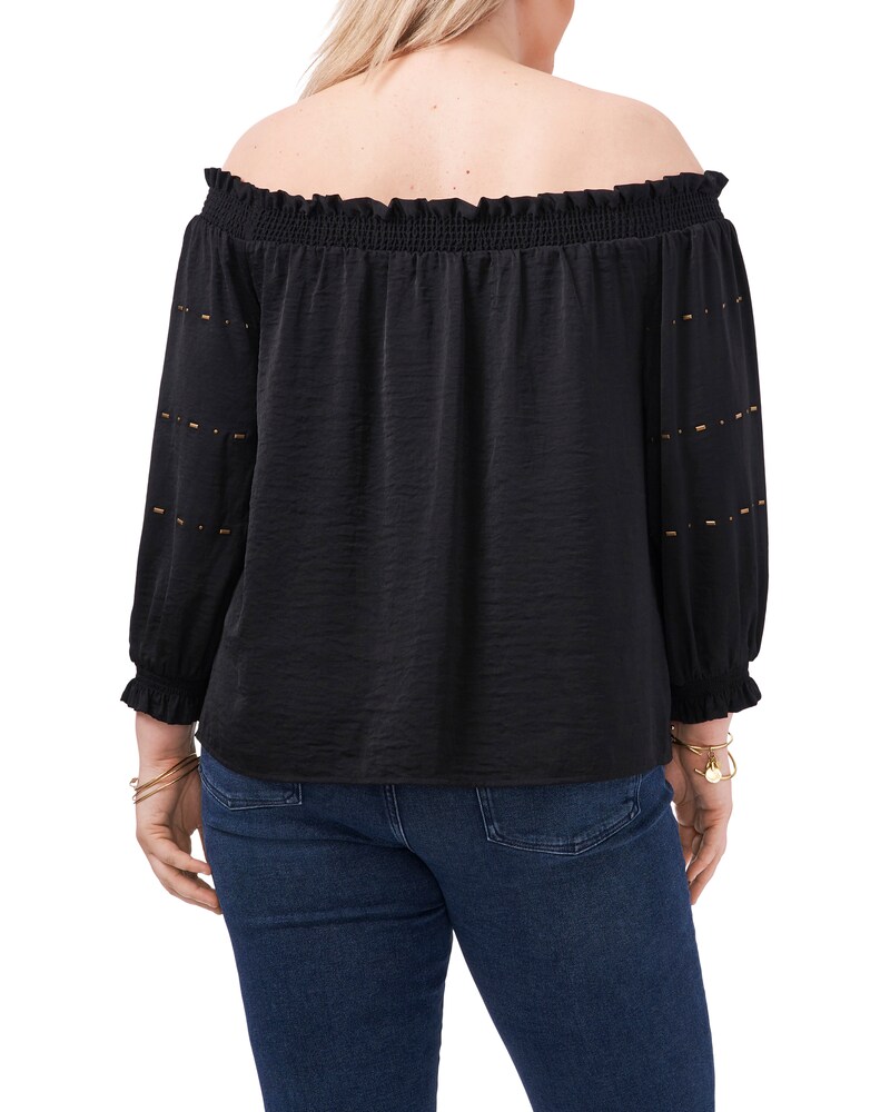 Vince Camuto Off-The-Shoulder Blouse (Plus Size)    Rich Black ID-UCSZ3416