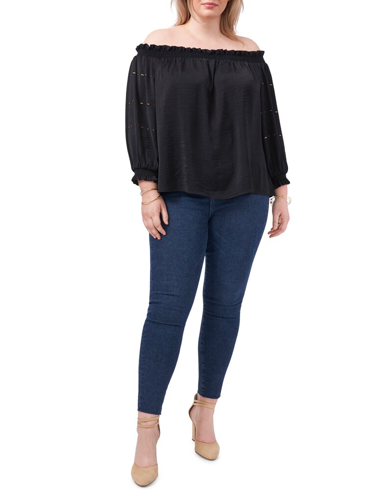 Vince Camuto Off-The-Shoulder Blouse (Plus Size)    Rich Black ID-UCSZ3416