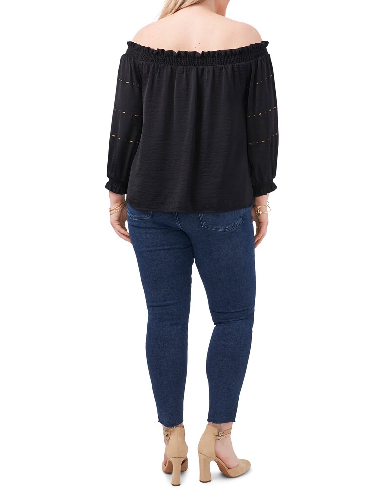 Vince Camuto Off-The-Shoulder Blouse (Plus Size)    Rich Black ID-UCSZ3416