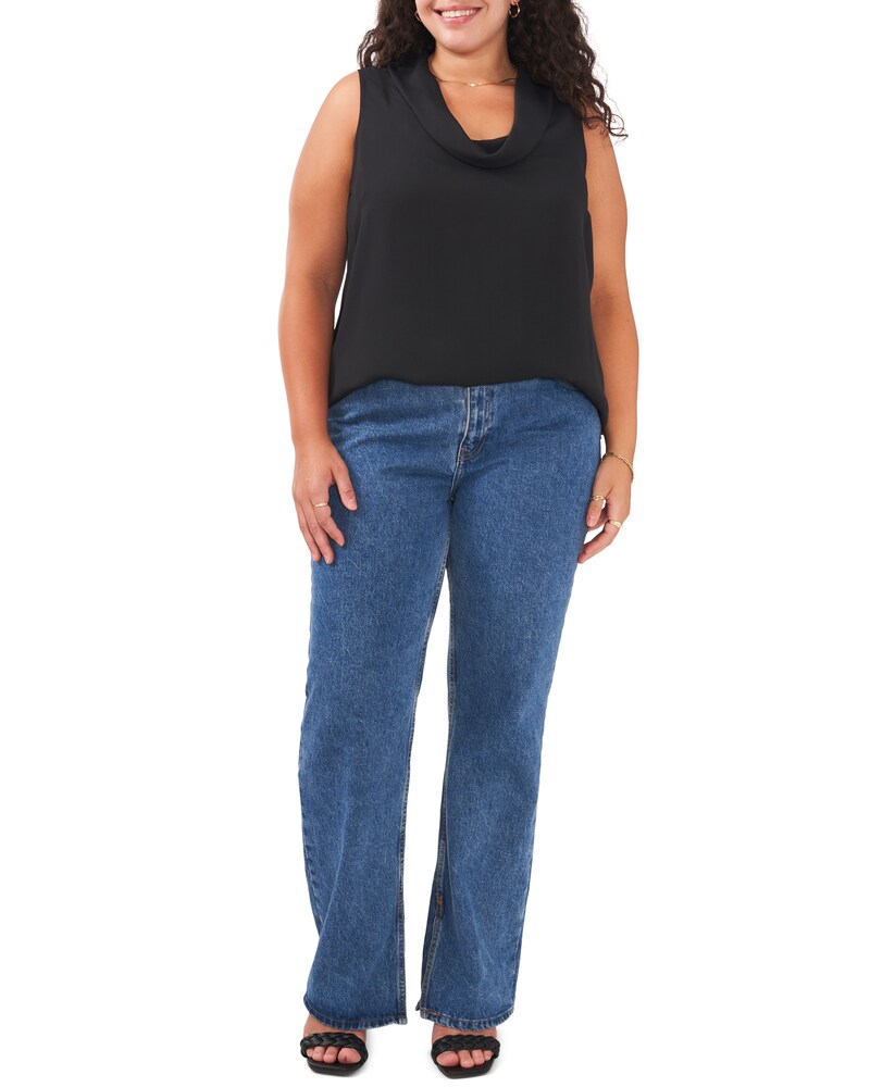Vince Camuto Sleeveless Cowl-Neck Blouse (Plus Size) Rich Black ID-ULDO7754
