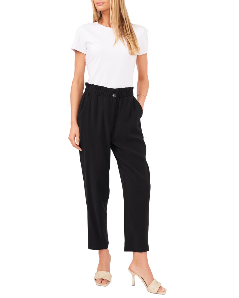Vince Camuto Twill Paperbag-Waist Pants Black ID-UPND7343