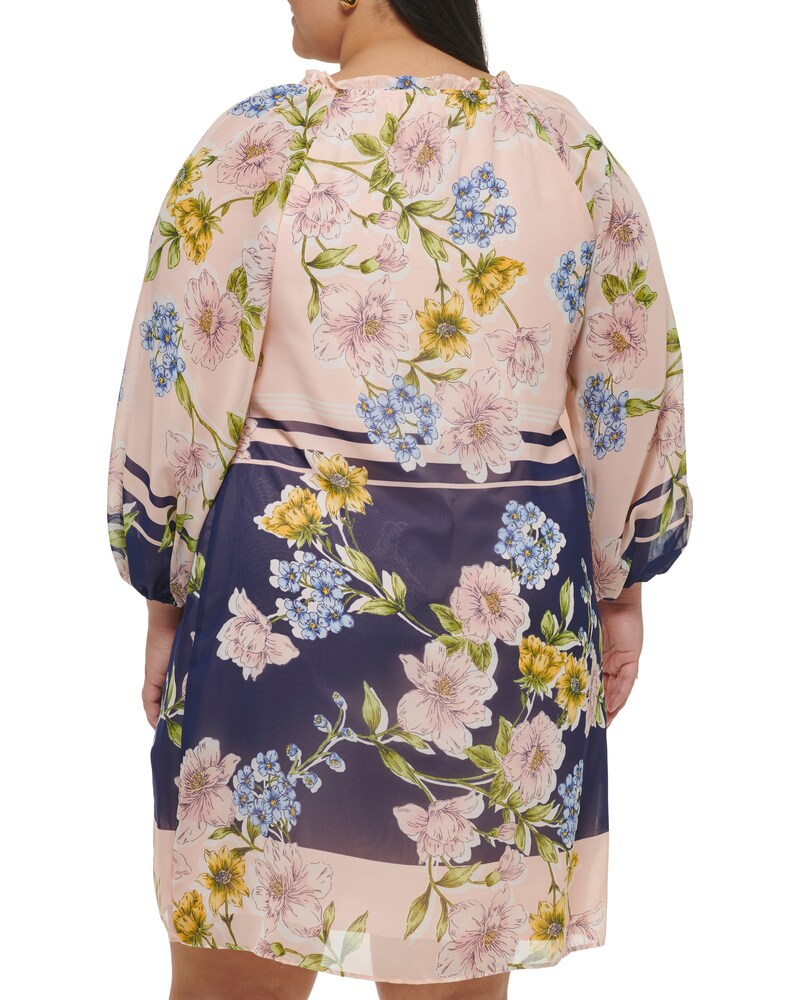 Vince Camuto Floral-Print Chiffon Dress (Plus Size) Blush ID-URQR1644