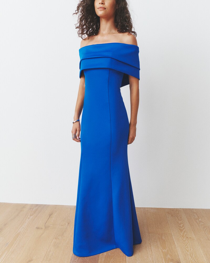 Vince Camuto Off-The-Shoulder Gown Cobalt ID-UUXN3286