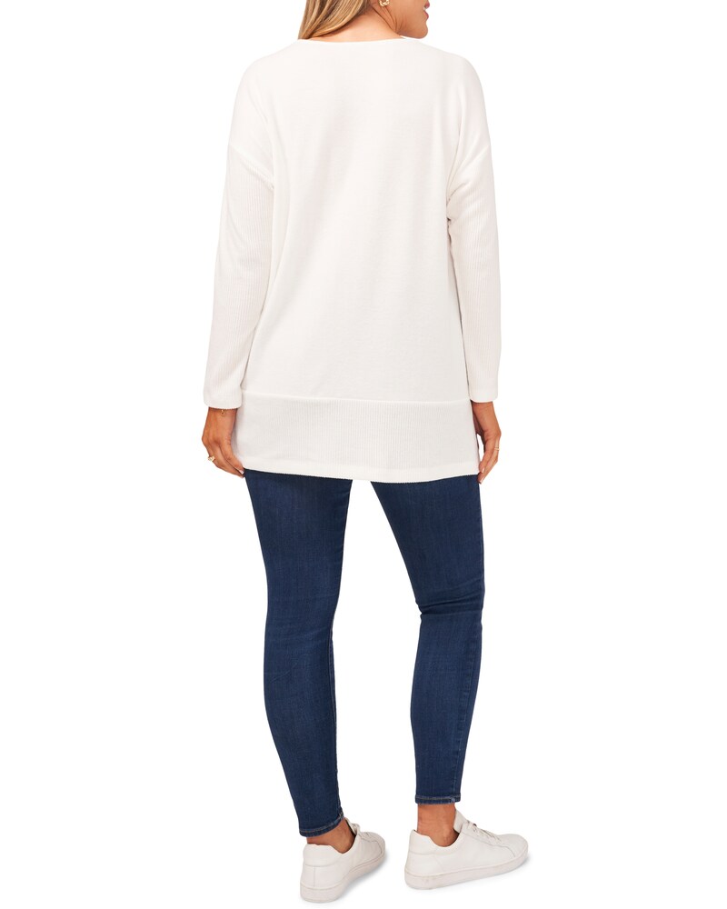 Vince Camuto Ribbed V-Neck Top (Plus Size) New Ivory ID-VCBA1801