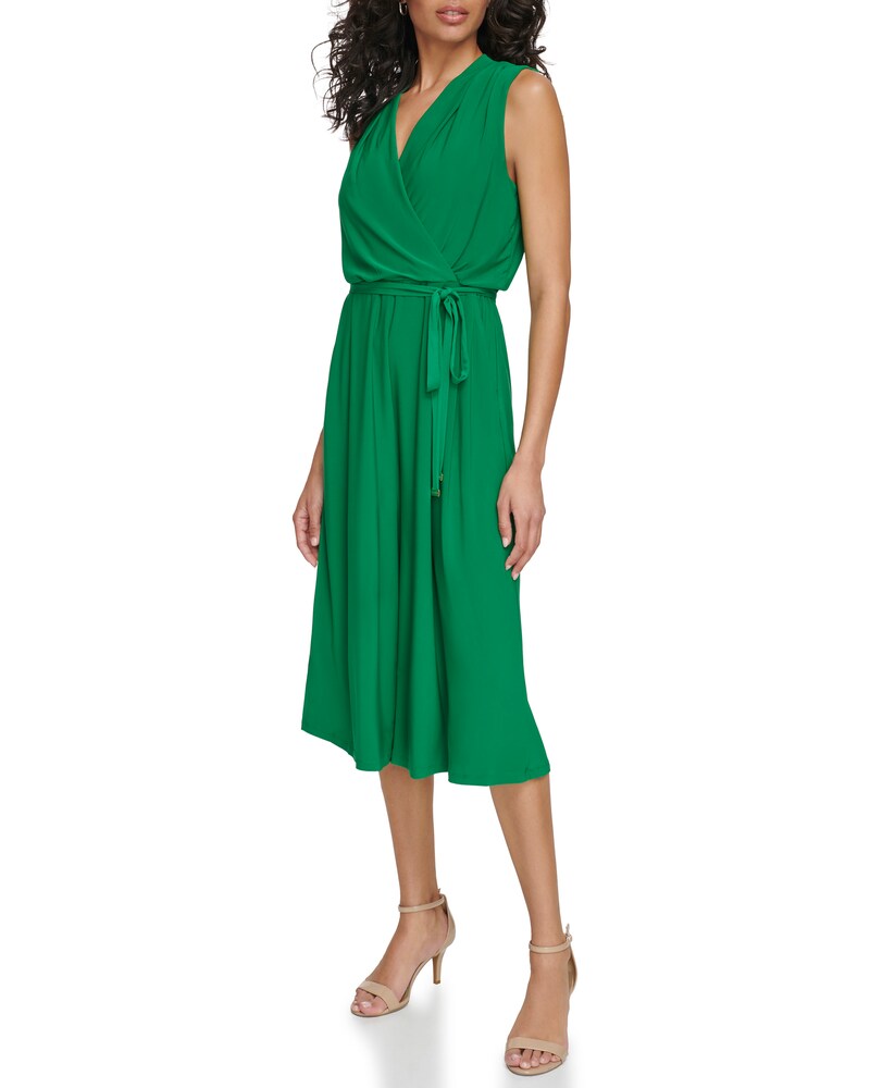 Vince Camuto Cropped Wide-Leg Surplice Jumpsuit (Petite) Medium Green ID-VHKM5032