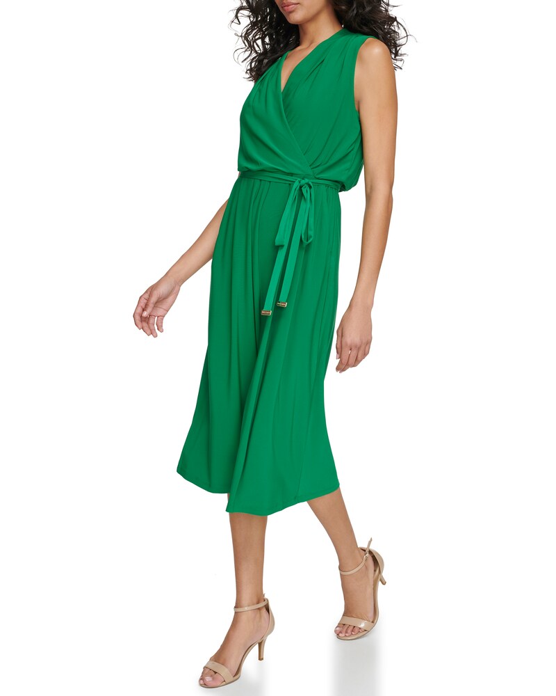 Vince Camuto Cropped Wide-Leg Surplice Jumpsuit (Petite) Medium Green ID-VHKM5032
