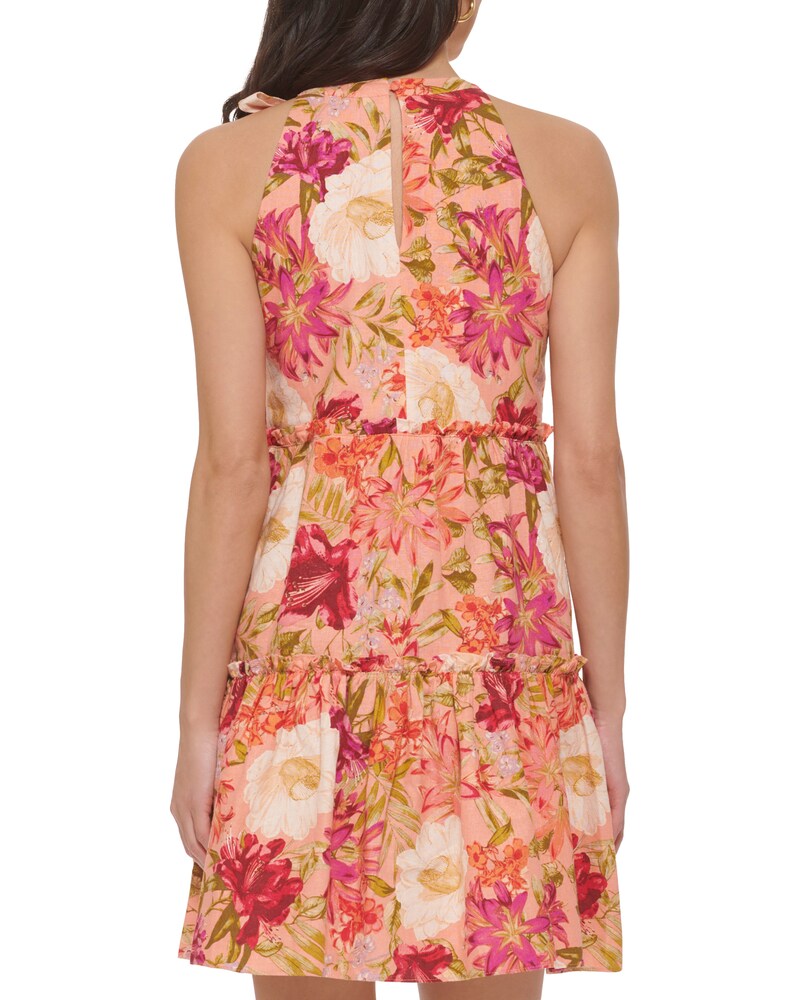 Vince Camuto Floral-Print Ruffled Halter Dress Ivory ID-VKAD9128