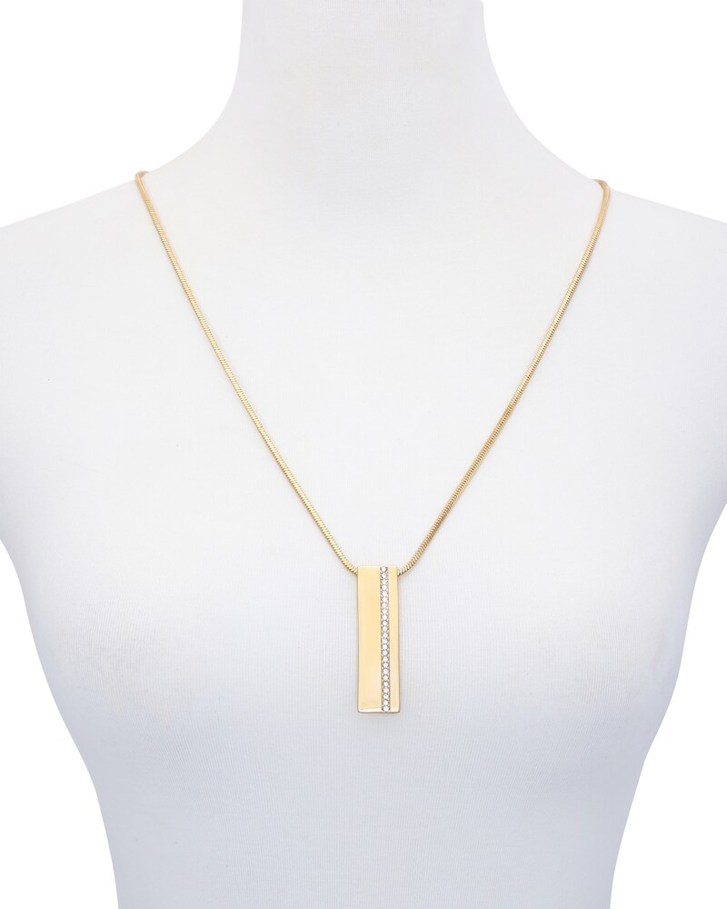 Vince Camuto Pavé Rectangle Pendant Necklace Gold Metallic ID-VYAQ3438