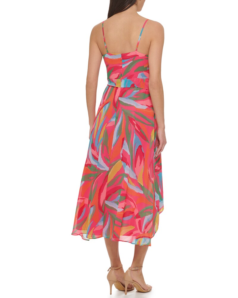 Vince Camuto Printed High-Low Midi Dress Fuchsia ID-WALP7053