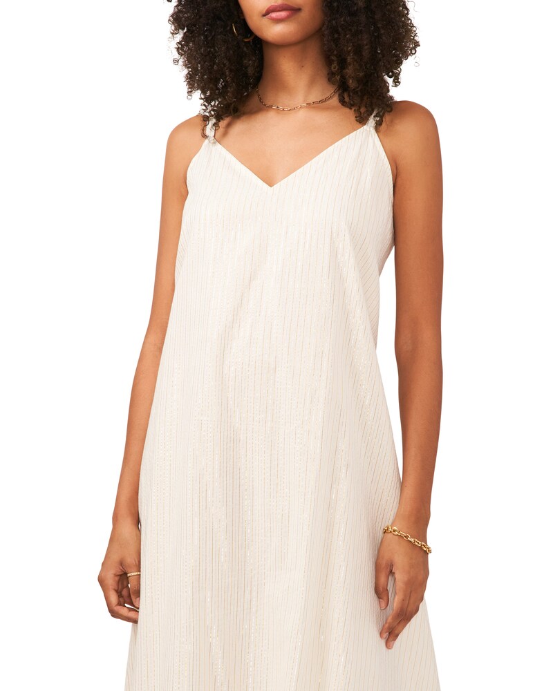 Vince Camuto Striped V-Neck Maxi Dress New Ivory ID-WDHD6641