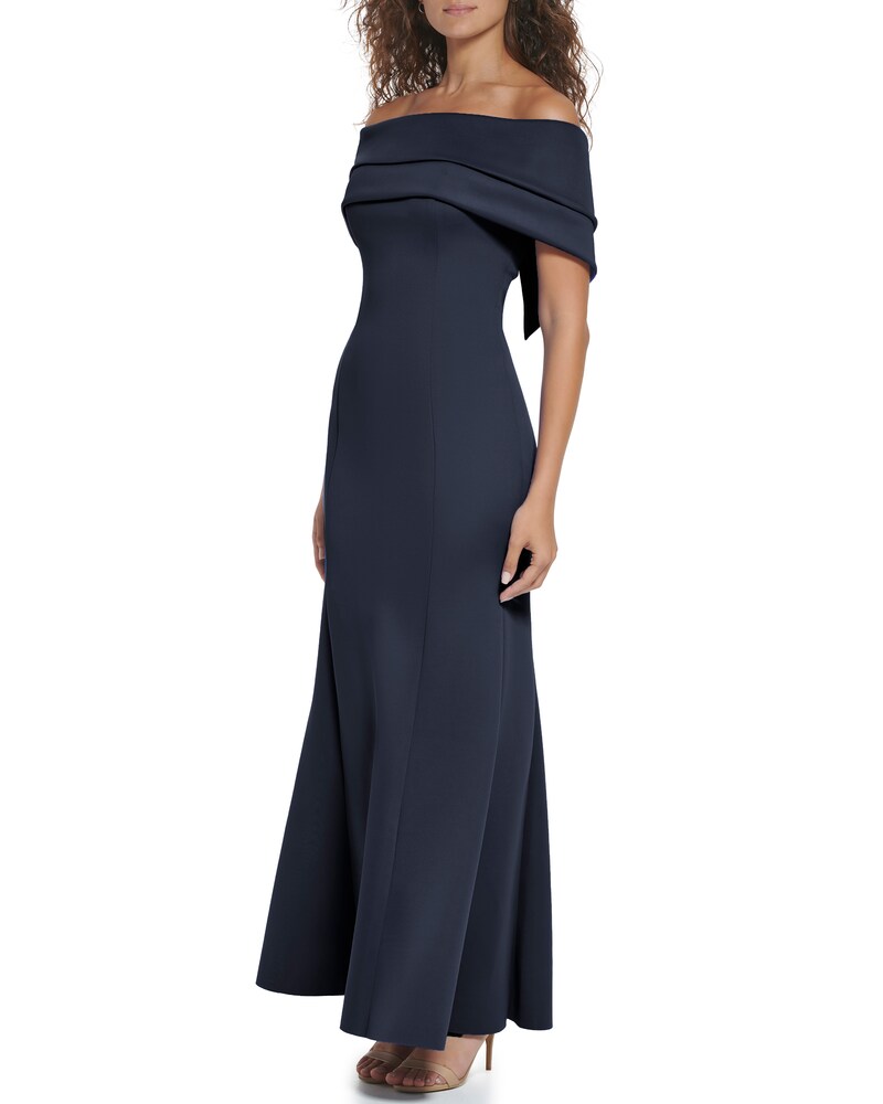 Vince Camuto Off-The-Shoulder Gown Navy ID-WDUM5006