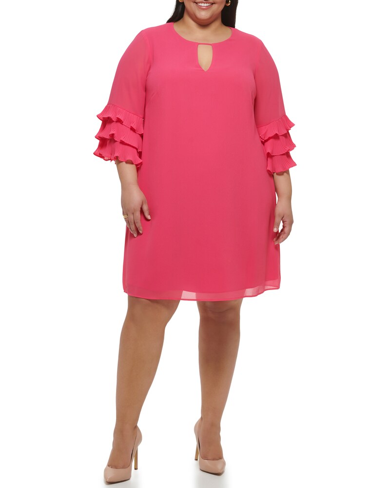Vince Camuto Chiffon Layered-Sleeve Dress (Plus Size)  Pink ID-WEUS4332
