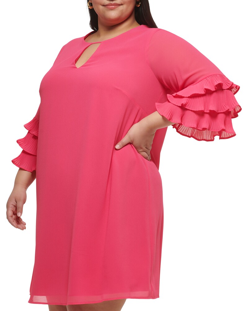 Vince Camuto Chiffon Layered-Sleeve Dress (Plus Size)  Pink ID-WEUS4332