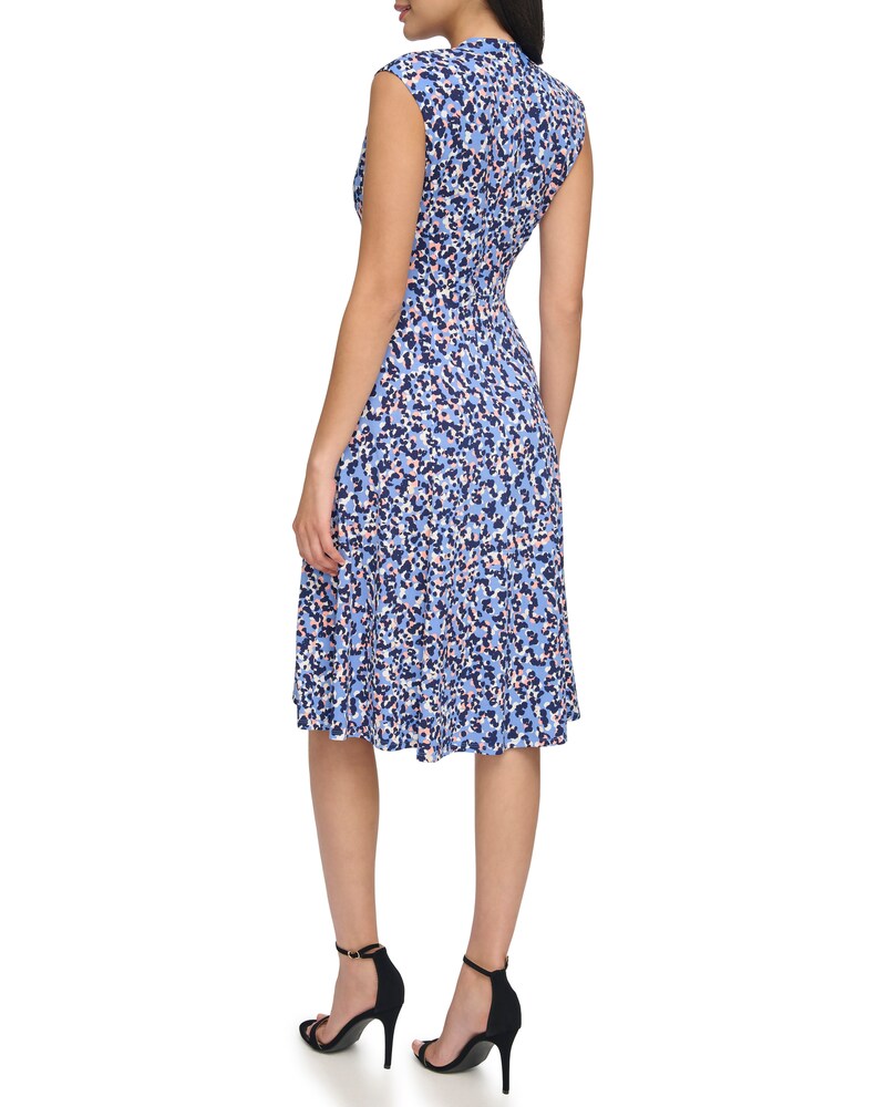 Vince Camuto Floral-Print Ruched-Front Dress (Petite) Periwinkle ID-WFTL3999