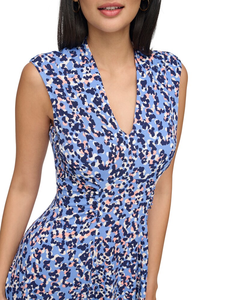 Vince Camuto Floral-Print Ruched-Front Dress (Petite) Periwinkle ID-WFTL3999