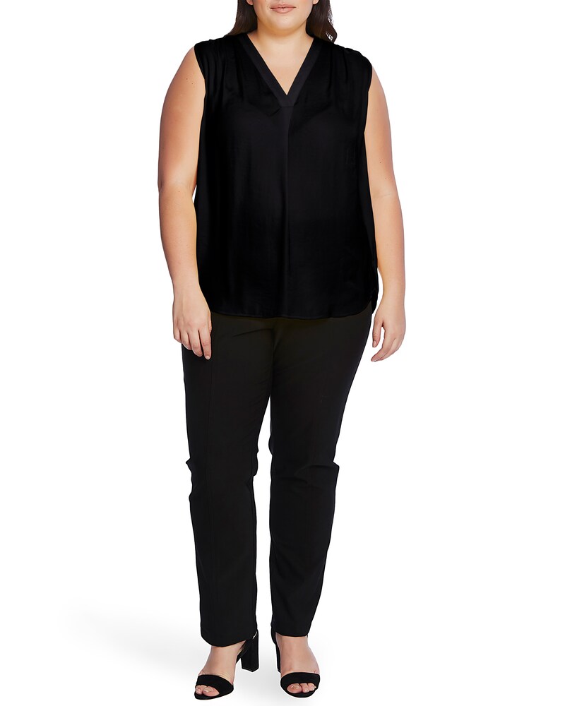 Vince Camuto Sleeveless V-Neck Top (Plus Size) Rich Black ID-WGXN4731