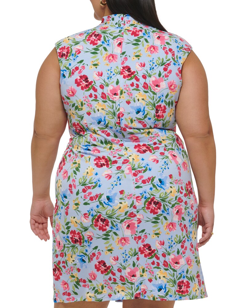 Vince Camuto Floral-Print Faux-Wrap Dress (Plus Size)  Blue ID-WUIB9663