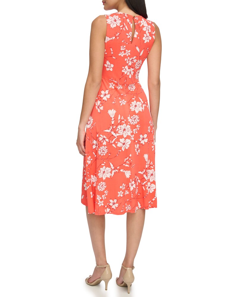 Vince Camuto Floral-Print Twist-Front Dress (Petite) Red ID-WYFA2789