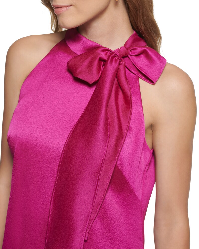 Vince Camuto Bow-Neck Dress Fuchsia ID-XDJD2438