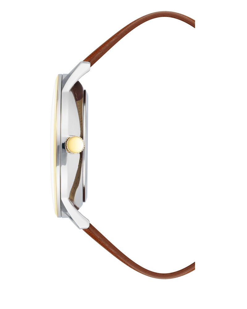 Vince Camuto Embossed Dial Faux Leather Band Watch Brown ID-XRQL7011