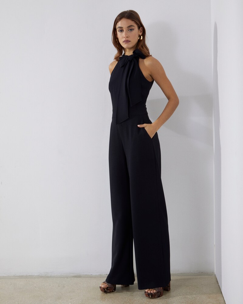 Vince Camuto Bow-Neck Jumpsuit Black ID-XWOO1947