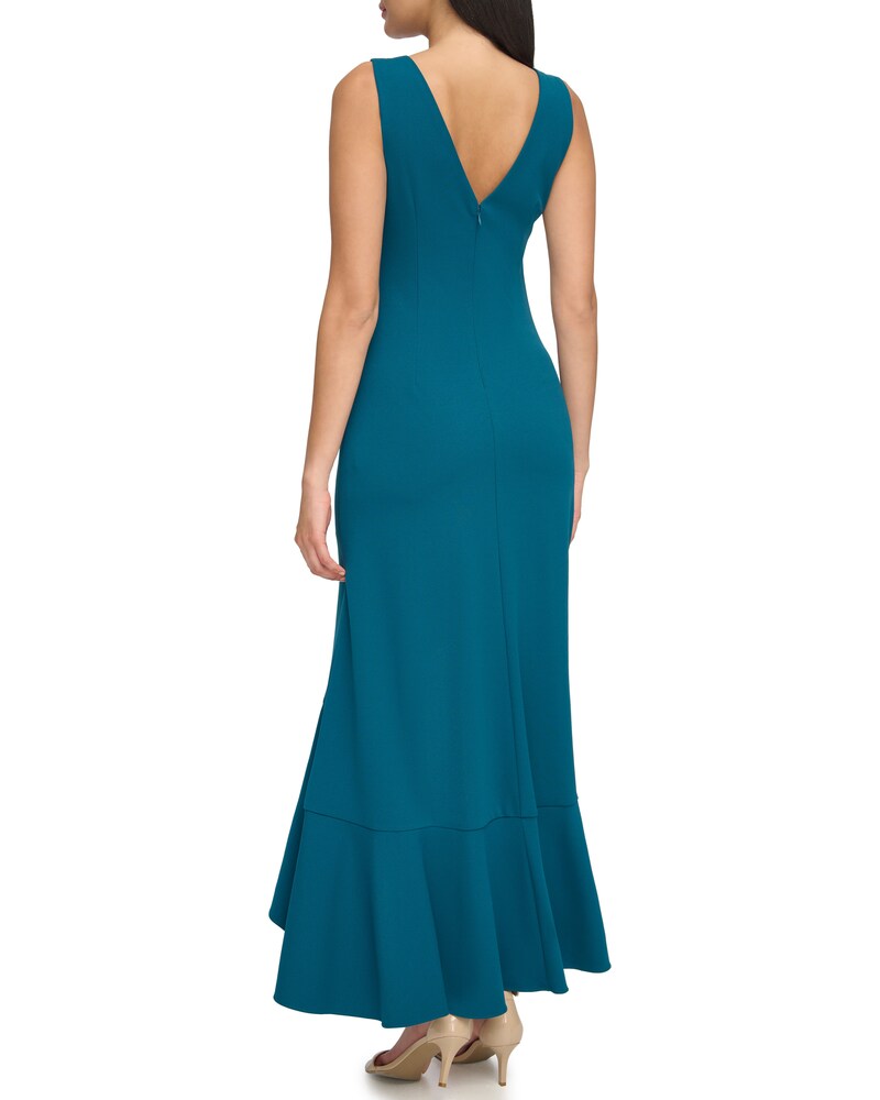 Vince Camuto Asymmetrical Ruffle-Hem Gown Teal ID-YDCT8852