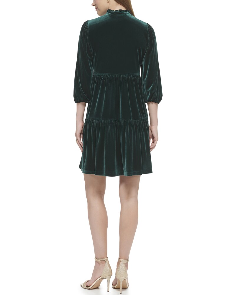 Vince Camuto Velvet Tiered Dress Hunter ID-YKRC8868