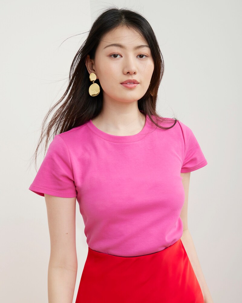 Vince Camuto Knit Short-Sleeve T-Shirt Hot Pink ID-YOKD6500