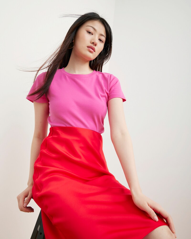 Vince Camuto Knit Short-Sleeve T-Shirt Hot Pink ID-YOKD6500
