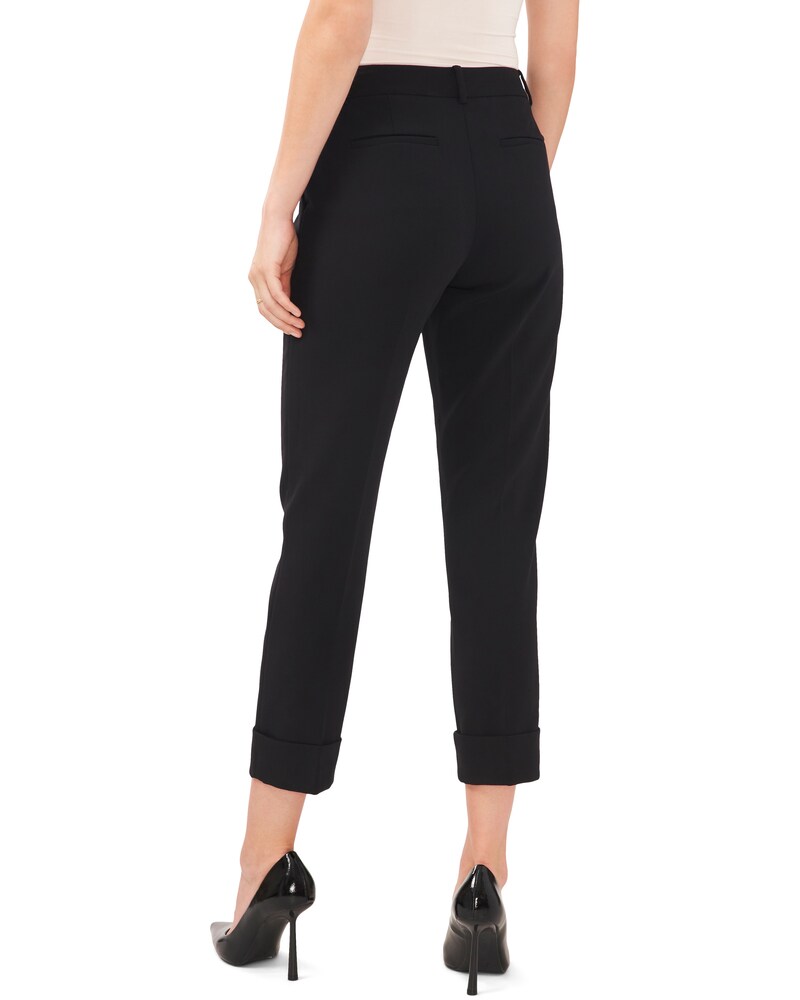 Vince Camuto Cuffed Flat-Front Pants Rich Black ID-YQXP1201