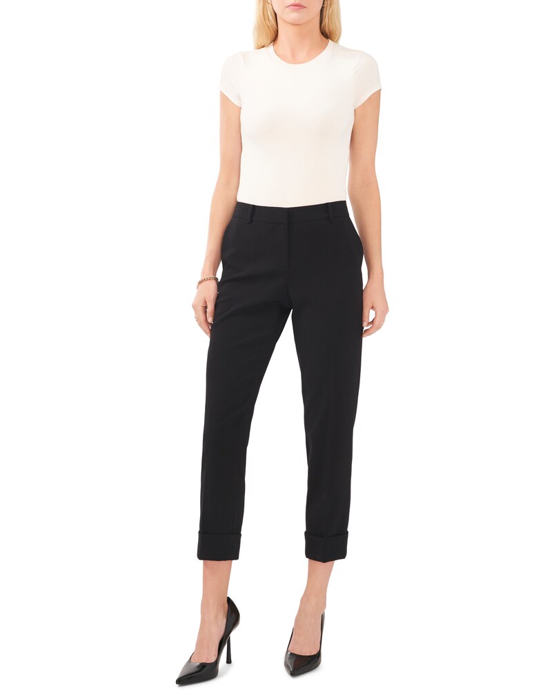 Vince Camuto Cuffed Flat-Front Pants Rich Black ID-YQXP1201
