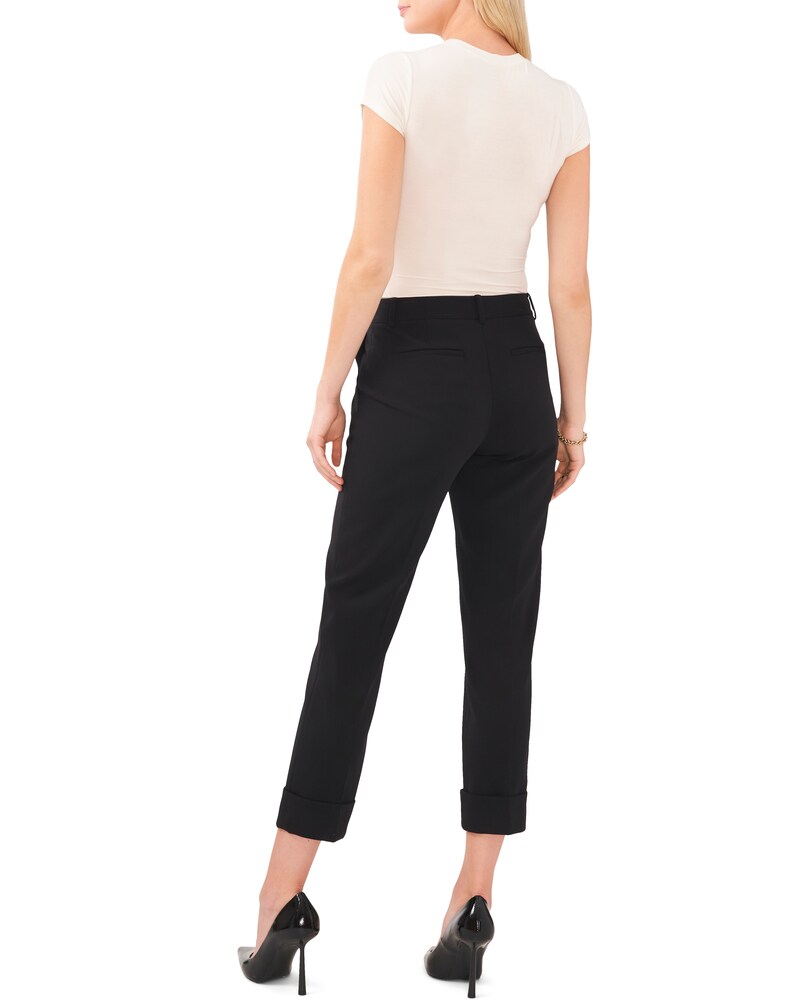 Vince Camuto Cuffed Flat-Front Pants Rich Black ID-YQXP1201