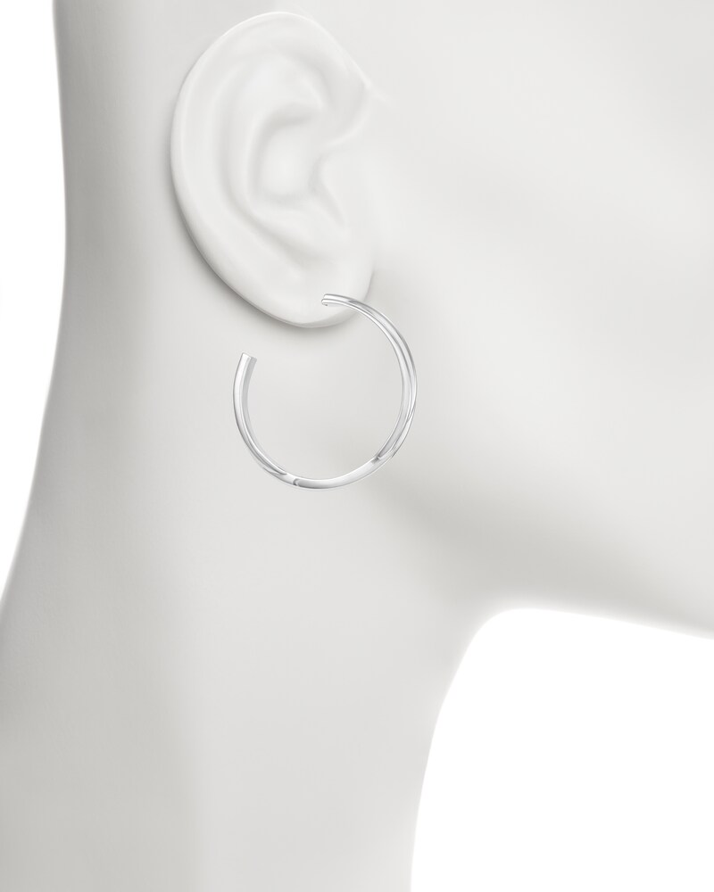 Vince Camuto Twisted Hoop Earrings Silver Metallic ID-YWIE1495