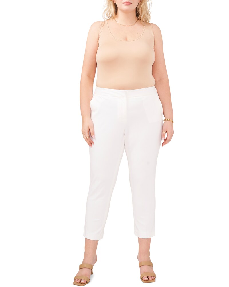 Vince Camuto Twill Cropped Trousers (Plus Size)     Ultra White ID-ZISV1000