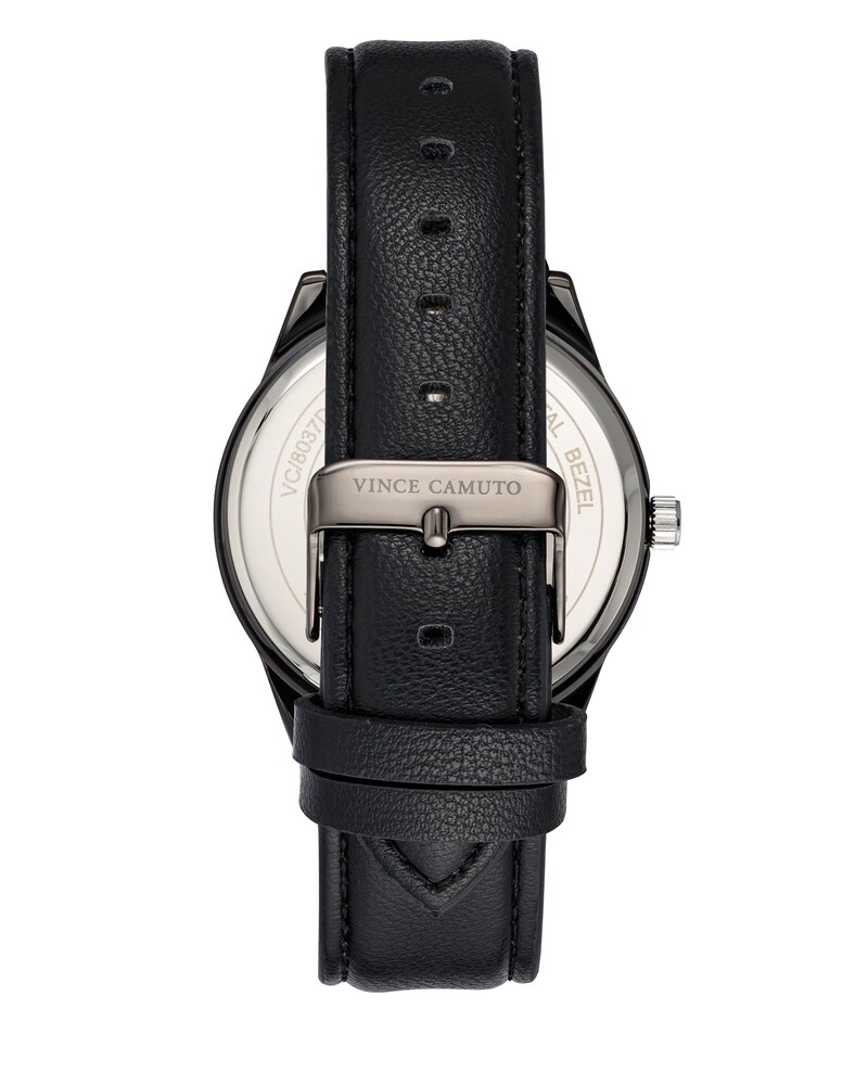 Vince Camuto Ombré Dial Faux Leather Band Watch Black ID-ZJQI3438