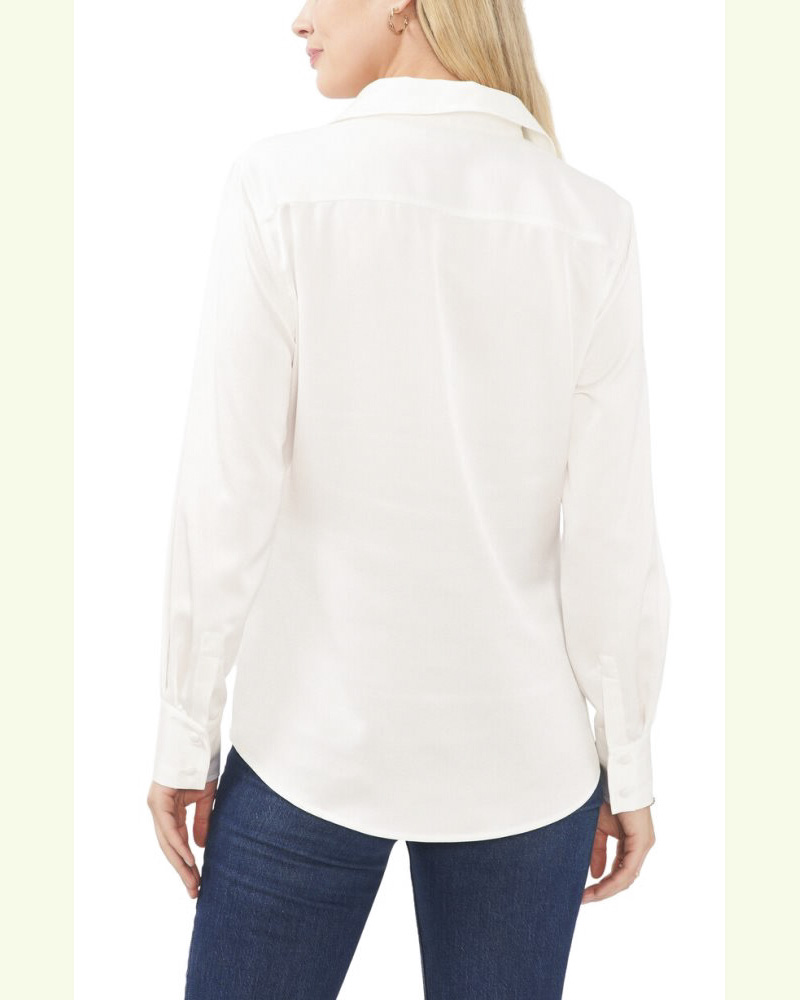 Vince Camuto Satin Button-Up Shirt  Off White ID-ZZLC1173