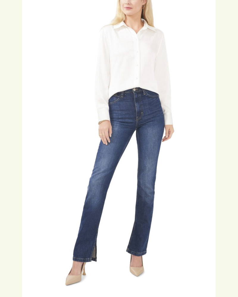 Vince Camuto Satin Button-Up Shirt  Off White ID-ZZLC1173